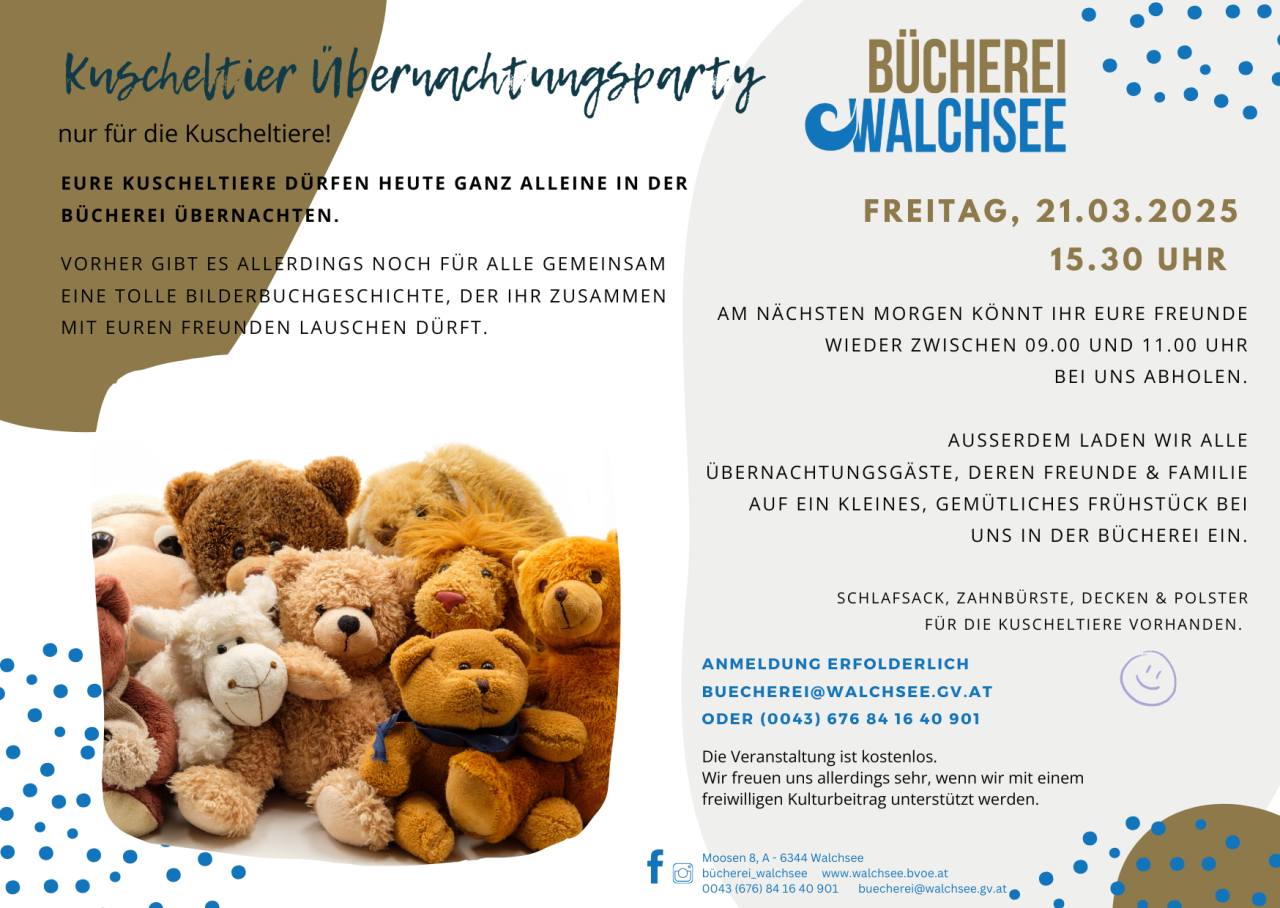 Kuscheltier Übernachtungsparty