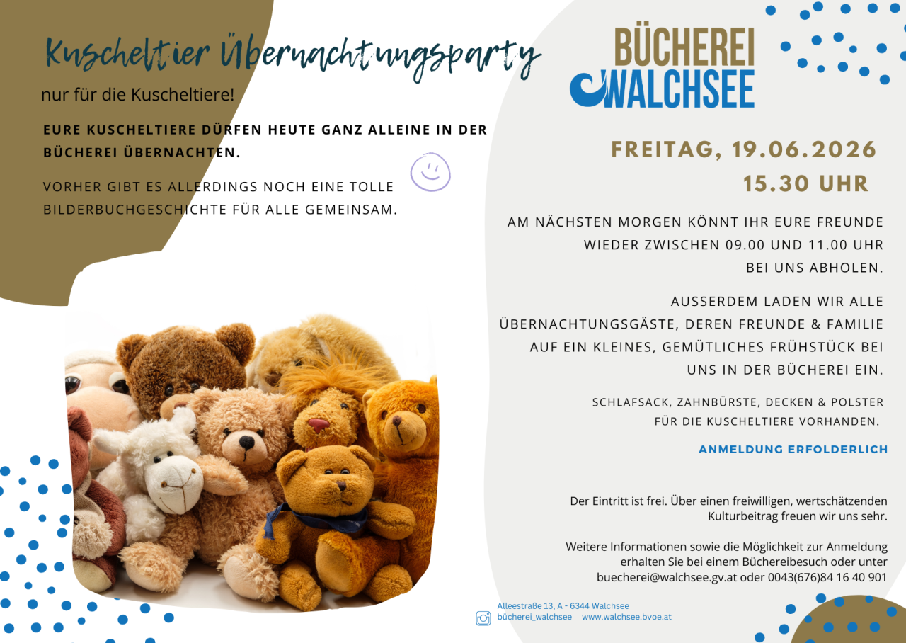Kuscheltier Übernachtungsparty