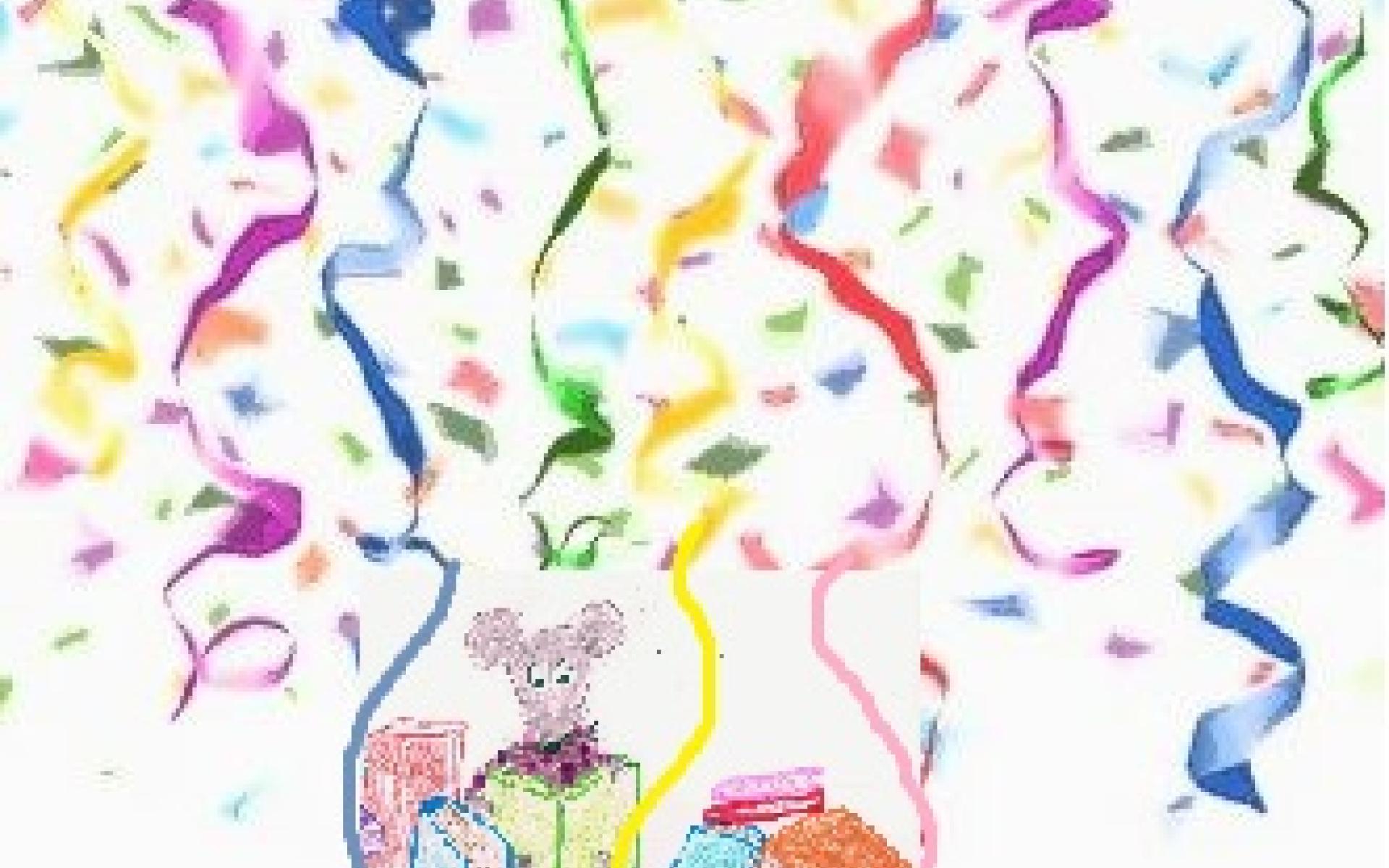 Luftschlangen mit Maus Fasching