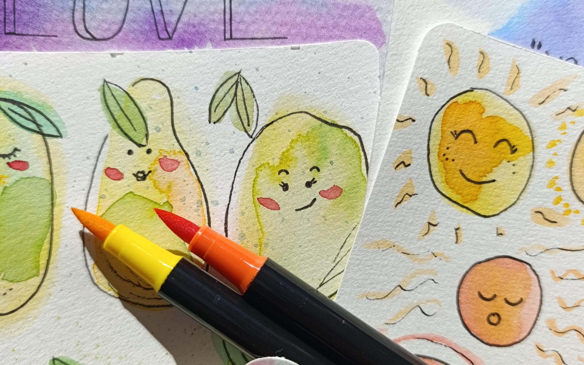 Aquarellkarten gestalten Kinder