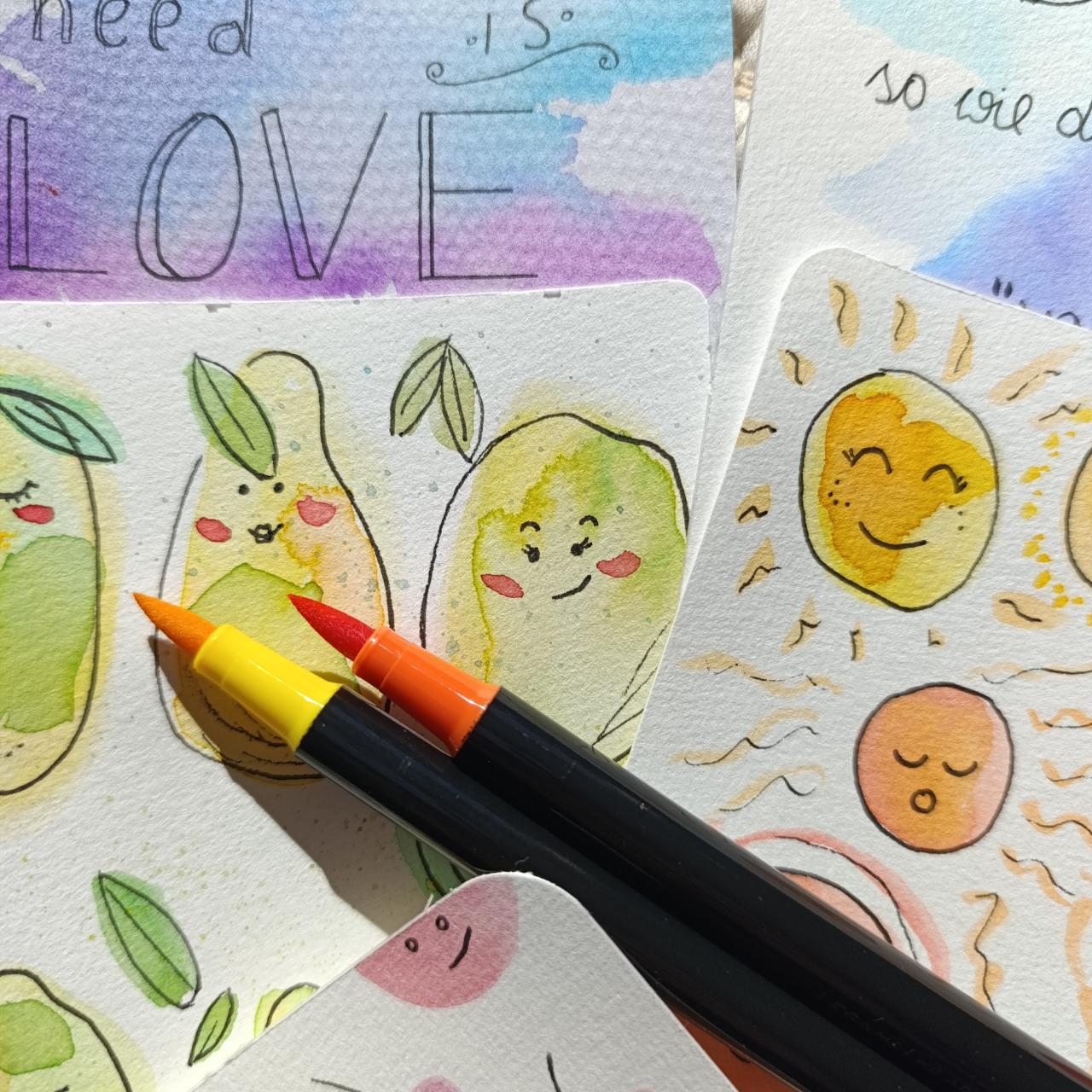 Aquarellkarten gestalten Kinder